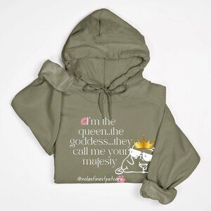 Royalty Cat Hooded Sweater in Military Green Size 3XL